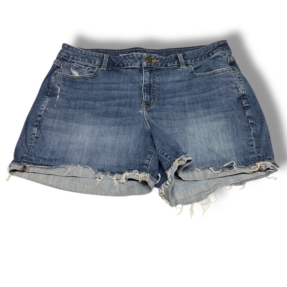 Lane Bryant Women Blue Denim Distressed Cuffed Shorts Size‎ 18 Jean